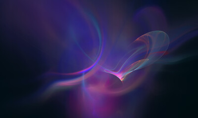 3d violet flame, smoke, spirit or fluid flow with blue and pink glow in dark cosmic space. Festive, decorative, artistic background. Elegant and may be feminine concept. Great as banner, card, cover. - 451961338