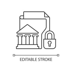 Classified information linear icon. National security. Protecting sensitive data. Top secret. Thin line customizable illustration. Contour symbol. Vector isolated outline drawing. Editable stroke