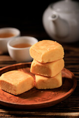 Delicious Taiwan Pineapple Tart, Melted Pie Crust with Pineapple Jam Inside, Usually Come with Square or Rectangle Shape
