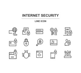 Computer security line icons set. Modern outline elements, graphic design concepts, simple symbols collection. Vector line icons