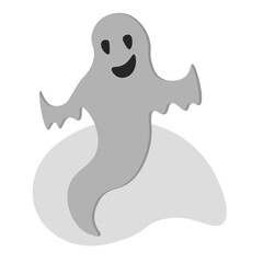 cartoon style ghost, flying spirit with positive facial expression