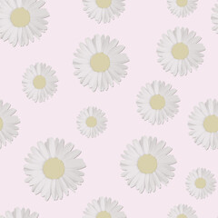 Fototapeta na wymiar Seamless floral pattern. Repeat white flower on pink background. Vector and illustration design.