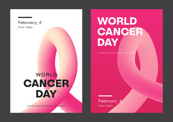World Cancer Day Poster with 3d Pink Tape Vector Illustration