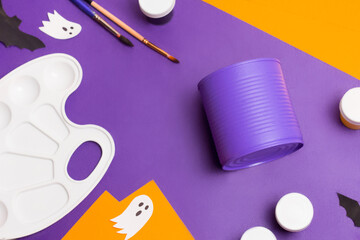 Handmade craft project. Creative DIY concept. Making cute monster for Halloween. Step by step photo instruction. Step 2