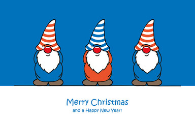 merry christmas greeting card with cute funny dwarf