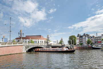 The Blauwbrug and the Stopera, Town Hall Amsterdam, Noord-Holland province, The Netherlands