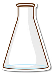 Sticker laboratory glassware on white background