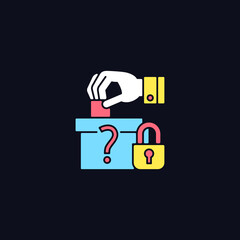 Protect political affiliation RGB color icon for dark theme. Electoral process safeguarding. Voter choice. Isolated vector illustration on night mode background. Simple filled line drawing on black