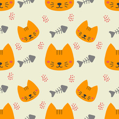 cute cat animal vector seamless pattern background
