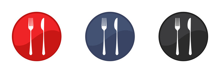 Fork and knife icons set, menu logo, cutlery silhouette. Web design. Vector illustration.