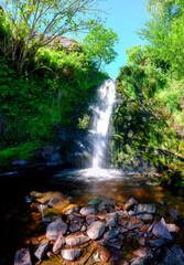 Naklejka na ściany i meble The falls at Blaen y Glyn Uchaf on the road up from Tal-y-bont near Brecon, Wales