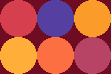 温かみのある色彩の6つの円