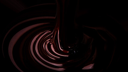 Black abstract with a glossy brown circle. Dark glossy surface. Dark texture with light brown lines.