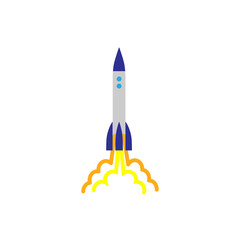 Rocket icon flat. Illustration isolated on white background. Vector grey sign symbol