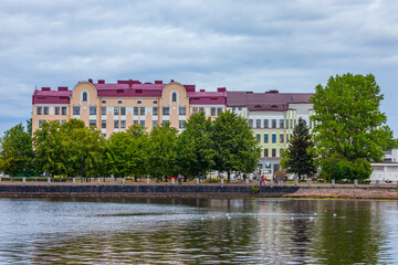 Fototapeta na wymiar Vyborg, Russia, July 25, 2021. Typical urban view, a fragment of the historical architectural ensemble