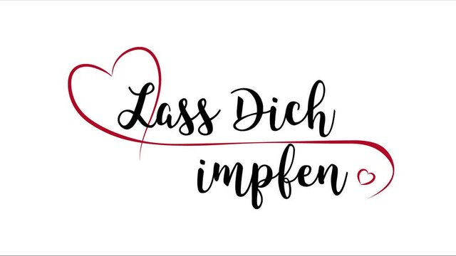 Get vaccinated with red heart (written in German)