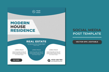 Real estate modern home for sale social media post template banner