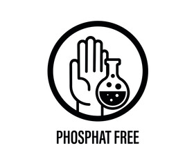 Phosphate free vector icon. Vector chemical test tube seal, phosphate free product warranty seal.