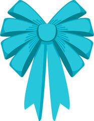Decorative festive blue bow. Icon for greeting cards.