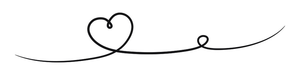 Doodle heart drawn by one continuous line. Freehand doodle drawing. Element of love for cards, print, greetings. flat vector linear illustration isolated on white background