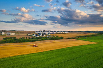 Fototapeta na wymiar Beautiful scenery of fields during harvest in northern Poland