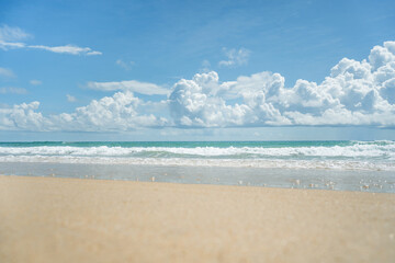 Amazing dramatic blue sky and clouds daylight.Beautiful Landscape views famous beach waves and sea background. 