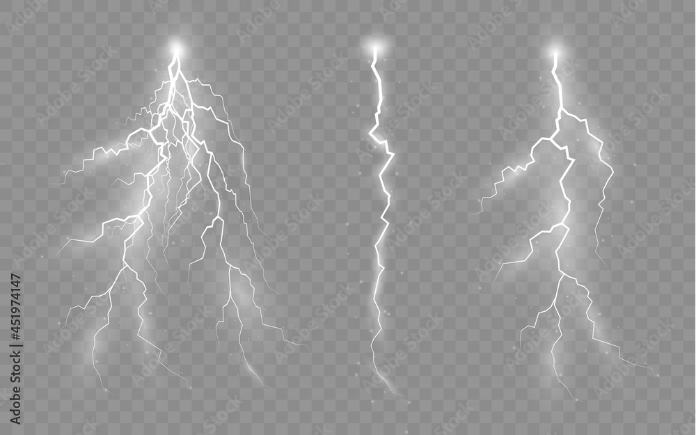 Canvas Prints set of zippers, thunderstorm and effect lightning.