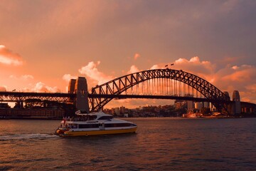 シドニーハーバーブリッジの夕焼け