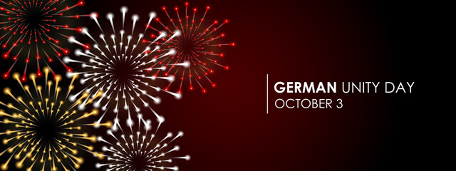 October 3rd. Flag for the Day of German Unity of Germany. Balls, fireworks flags. Realistic vector