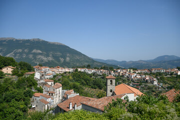 Fototapeta na wymiar Panoramic view of Trecchina, a medieval town in the Basilicata region in Italy.