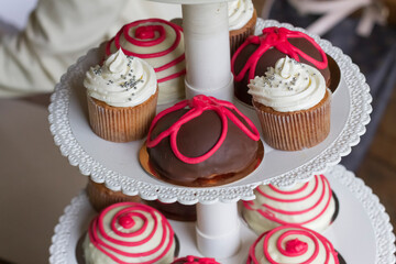 Children's picnic with cakes and sweets.