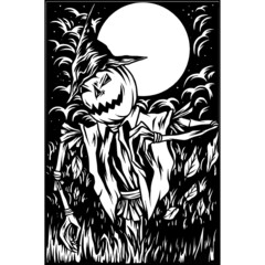 Halloween Pumpkins Illustration Silhouette