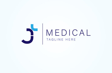 Medical logo. letter J with medical cross icon combination, cross logo design template  element, vector illustration