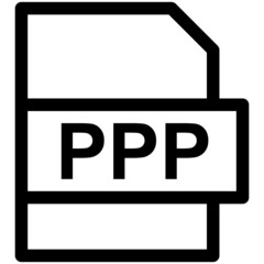 PPP File Format Vector line Icon Design