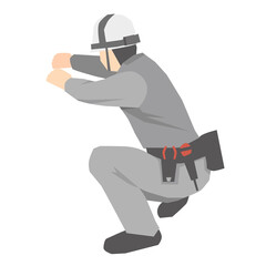 しゃがみ作業をする作業員(座り作業)