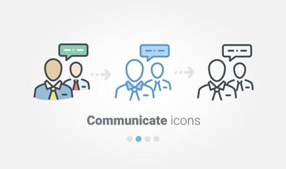 communication mini icon set
