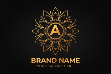 Luxury Mandala Brand Logo Design Template. Floral Mandala Logo. Mandala ornament floral design logo template