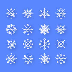 Christmas design vector. Snowflake icon. Icon set of snowflakes. Vector illustration.