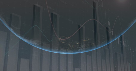 Earth with bar charts.