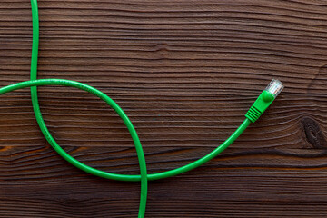 Network cables and electrical wires, top view