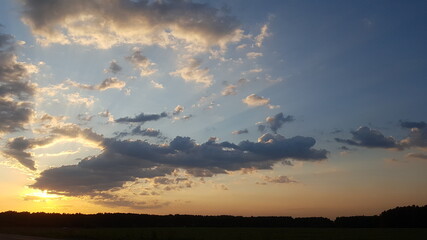 Sunset in the sky with beautiful clouds
