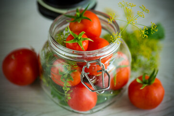 natural tomatoes with spices prepared for conservation