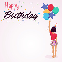 Happy birthday greeting card for teenager cartoon vector illustration