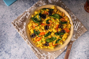 Curry risotto with spinach