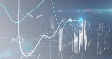 Image of lines financial data processing over grid and networks of connections