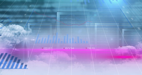 Digital image of statistical data processing over clouds against computer servers