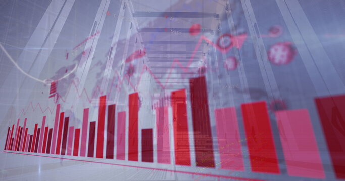 Coronavirus digital interface against server room - Powered by Adobe