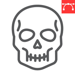 Skull line icon, holiday and halloween, human skull vector icon, vector graphics, editable stroke outline sign, eps 10.