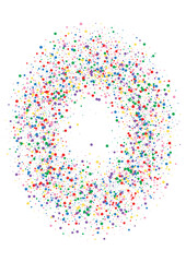 Multicolored Circle Isolated Background. Dot Rainbow Illustration. Red Top Round. Blue Colorful Confetti Texture.