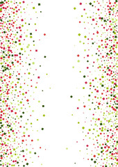 Confetti Red Graphic Wallpaper. Top Rhombus Frame. Green Event Geometric Illustration. Square Paper Background.